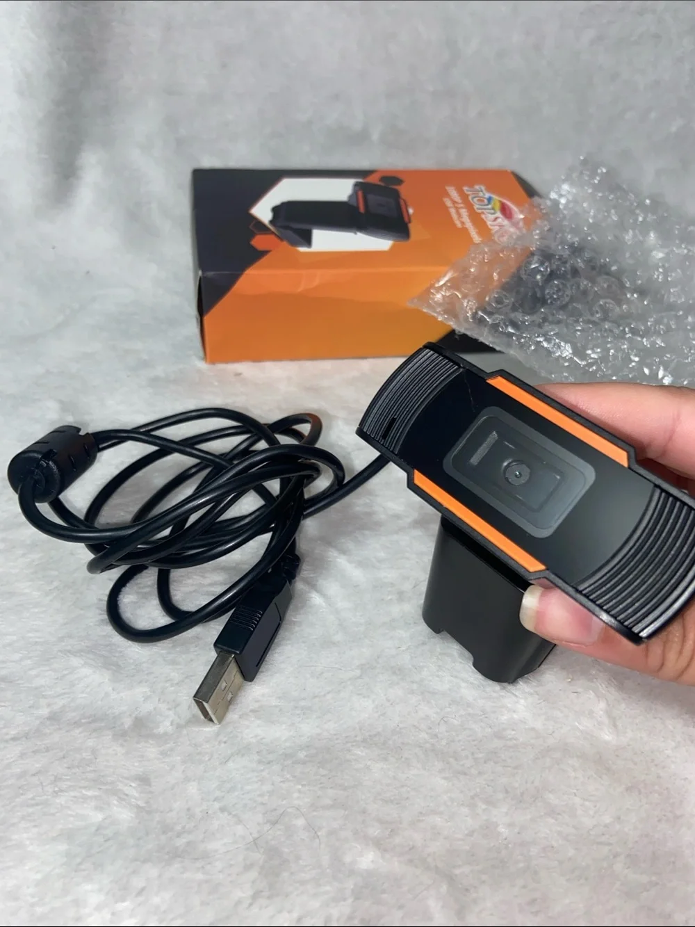 TOPSKU 1080P USB Webcam - Black and Orange Packaging